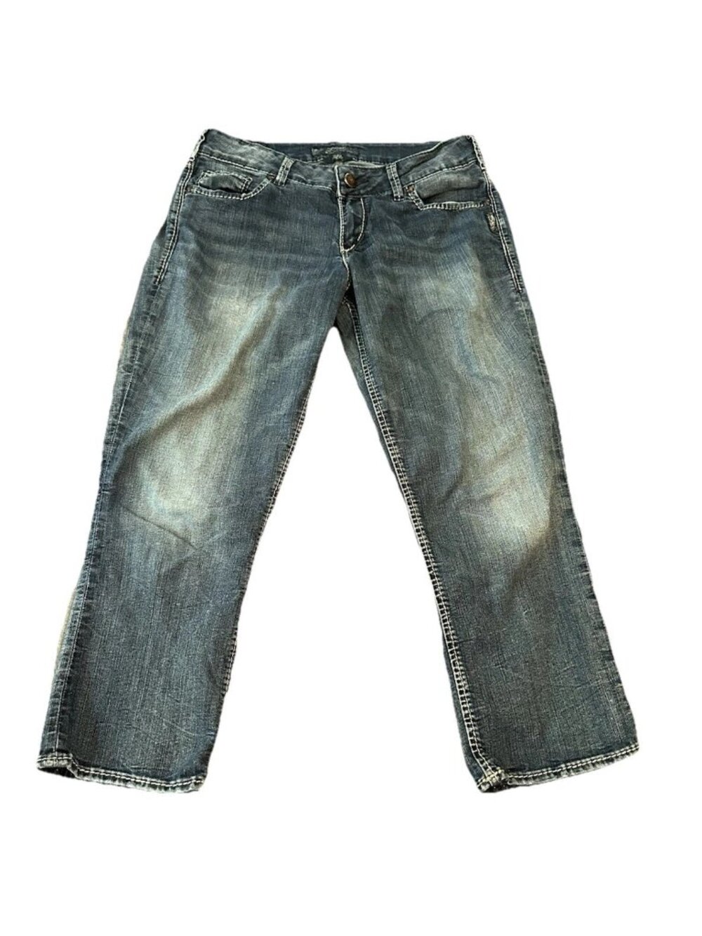 Silver Jeans Womens Blue Suki Capri Stretch 29 Denim Mid Rise Curvy Casual
